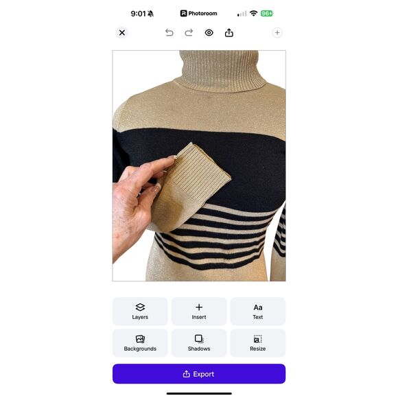 Joseph A Metallic Turtleneck Stripe Sweater Size M Glitter Sparkly - Picture 11 of 15